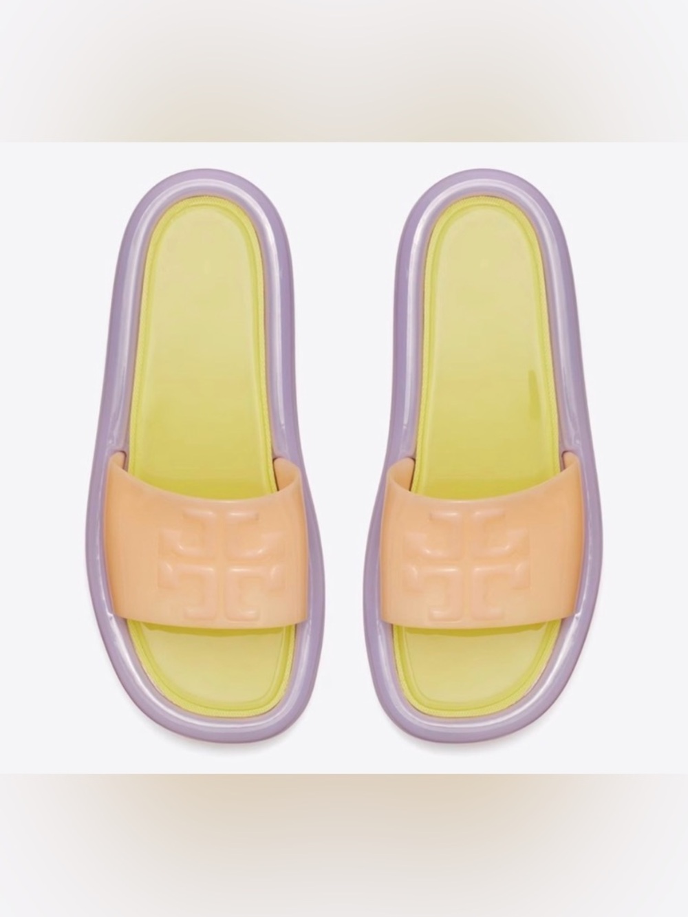 Tory Burch Bubble Jelly Slide Sandals in Peach/Citron
